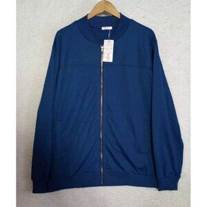 Coofandy Mens Navy Blue Full Zip Up Sweater Size XXL NWT